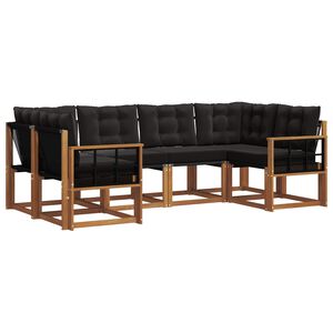vidaXL Buiten bankenset met kussen 6 pcs Naturel en Zwart