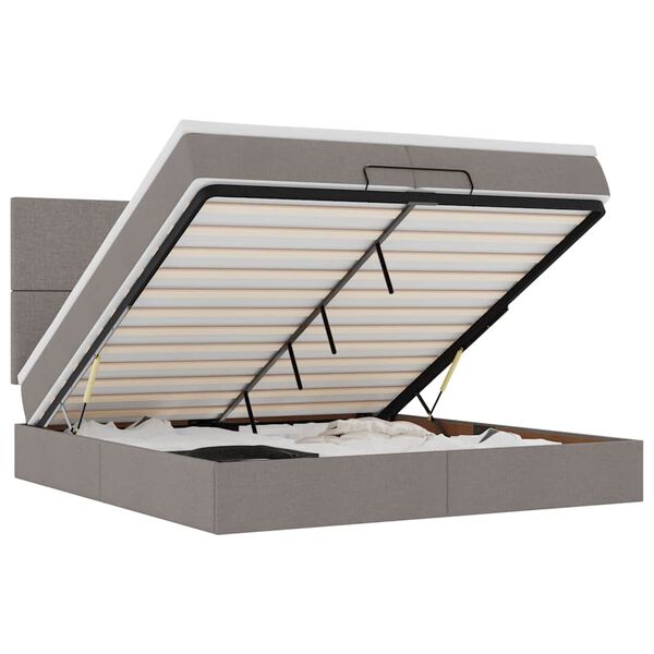 vidaXL Ottoman bed met matrassen en LED's 200x200cm stof taupe