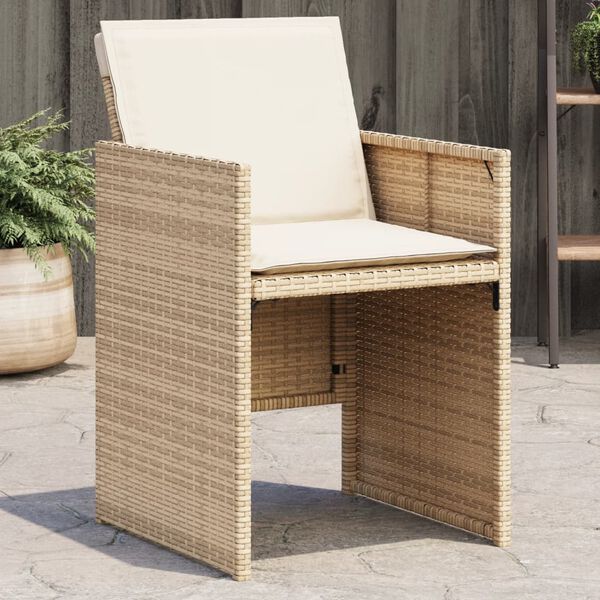vidaXL Tuinstoelen 4 st met kussens poly rattan beige