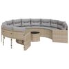 vidaXL Tuinbank met tafel en kussens rond poly rattan beige