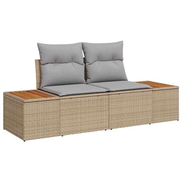 vidaXL Tuinbankenset met kussen 9 pcs Beige en Licht Grijs Polyrattan