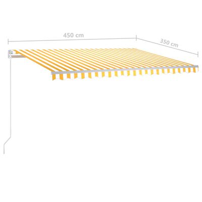 vidaXL Luifel automatisch met LED en windsensor 4,5x3,5 m geel en wit