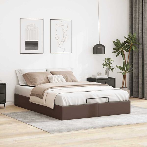 vidaXL Bedframe zonder matras 140x200 cm kunstleer bruin