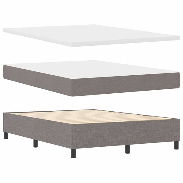vidaXL Boxspringbed met hoofdeinde Taupe 140 x 200 cm Stof