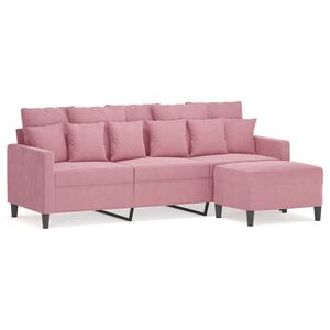 vidaXL Driezitsbank met voetenbank 180 cm fluweel roze