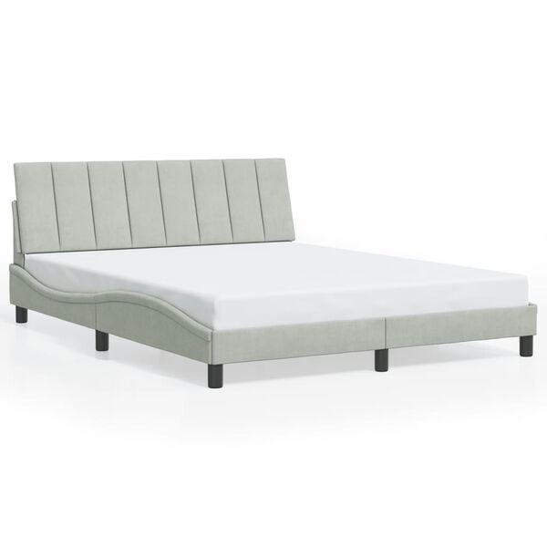 vidaXL Bedframe zonder matras "Hanko" 160x200 cm fluweel lichtgrijs