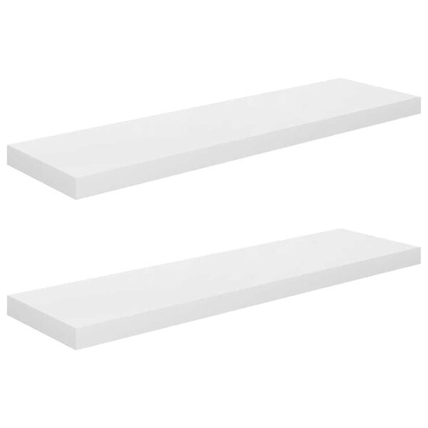 vidaXL Wandschappen zwevend 2 st 90x23,5x3,8 cm MDF hoogglans wit