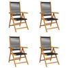 vidaXL Verstelbare klapstoelen, 4 stuks, zwart, massief acaciahout