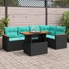 vidaXL 6-delige Loungeset met kussens poly rattan zwart
