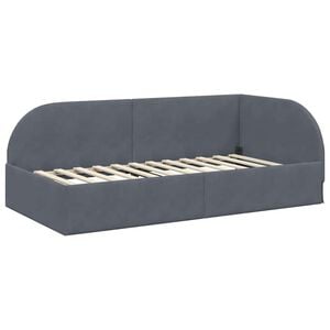 vidaXL Hoekbedframe met hoofdeinde Donkergrijs 80 cm x 200 cm Fluweel