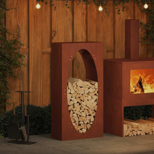 vidaXL Brandhoutrek 50x23x100 cm weervast staal