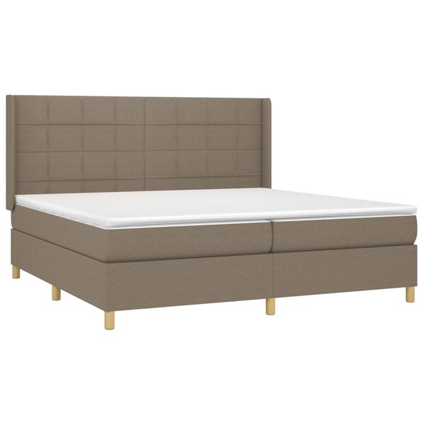 vidaXL Boxspring met matras en LED stof taupe 200x200 cm
