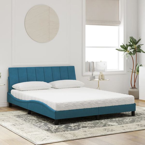 vidaXL Bed met matras "Hanko" fluweel blauw 160x200 cm