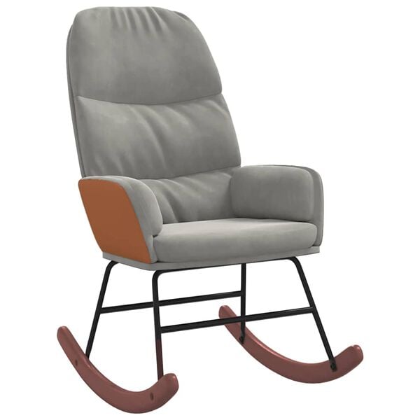 vidaXL Schommelstoel fluweel lichtgrijs