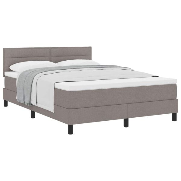 vidaXL Boxspringbed met matras met hoofdeinde Taupe 140 x 200 cm Stof