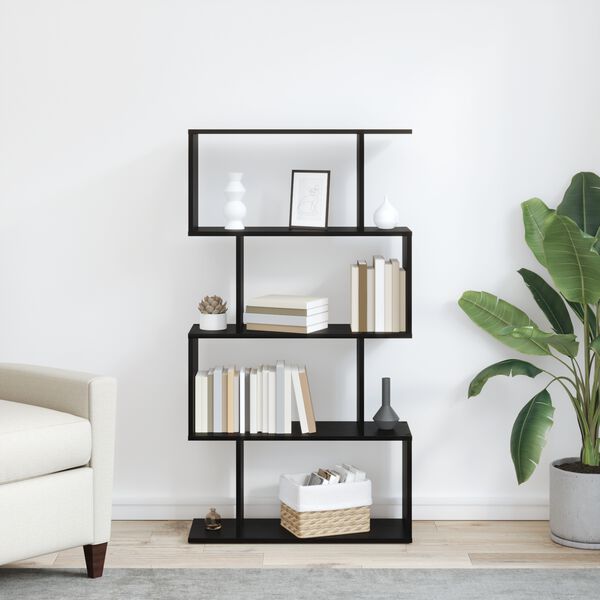 vidaXL Boekenkast Zwart Eiken 70 x 24 x 129 cm Bewerkt hout