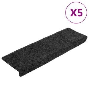 vidaXL Trapmatten Zelfklevend 5 stuks 65x21x4 cm Grijs Rechthoekige Rand