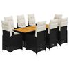vidaXL 9-delige Bistroset met kussens poly rattan zwart