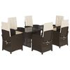 vidaXL 7-delige Tuinset met kussens poly rattan bruin