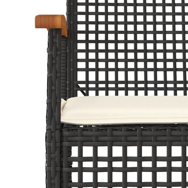 vidaXL 3-delige Tuinset met kussens poly rattan zwart