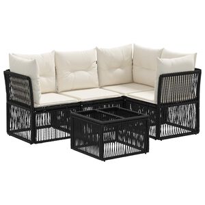 vidaXL Tuinbankenset 5 st Zwart poly rattan