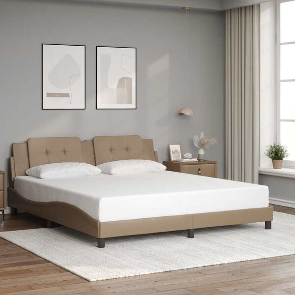vidaXL Bedframe zonder matras "Zadar" kunstleer cappuccinokleurig 180x200 cm