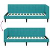 vidaXL Hoekbedframe met hoofdeinde Turquoise 90 cm x 200 cm Fluweel