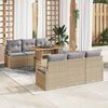 vidaXL Tuin Sofa Set met opslag 7 pcs Beige Poly riet