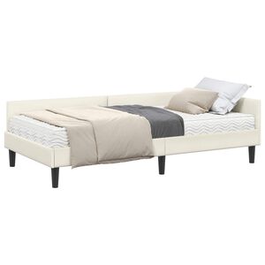 vidaXL Hoekbedframe met Matras Anders 2 st Cr&egrave;me Fluweel
