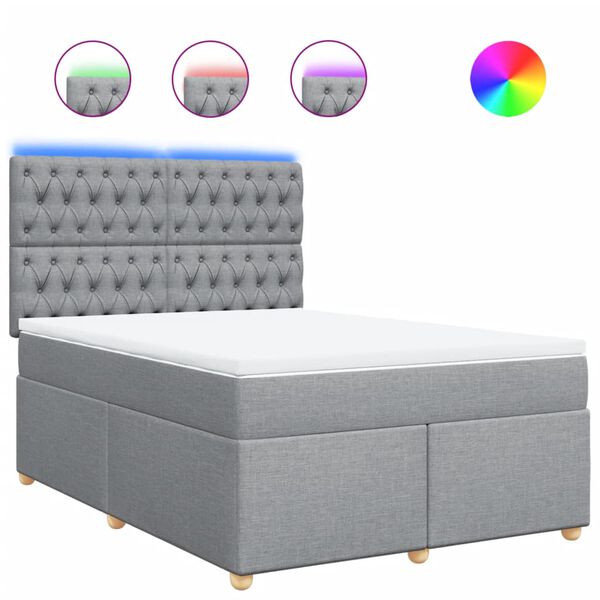 vidaXL Boxspring met matras stof lichtgrijs 140x200 cm