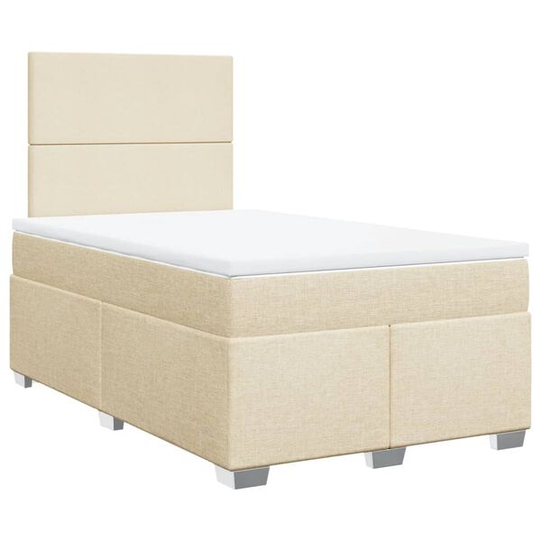 vidaXL Boxspring met matras stof cr&egrave;mekleurig 120x190 cm