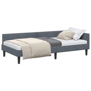 vidaXL Hoekbedframe Donkergrijs 80 cm x 200 cm VelvetenPlywood