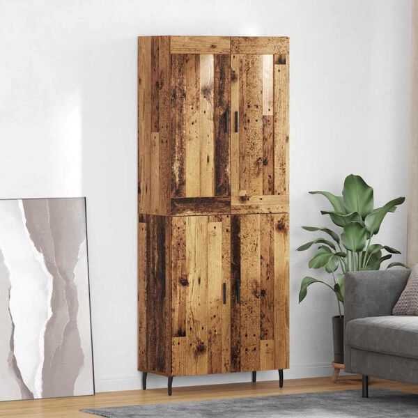 vidaXL Hoge kast 2 pcs Oudhout Bewerkt hout