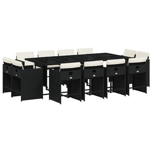 vidaXL 13-delige Tuinset met kussens poly rattan zwart