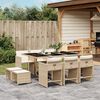 vidaXL 11-delige Tuinset met kussens poly rattan beige