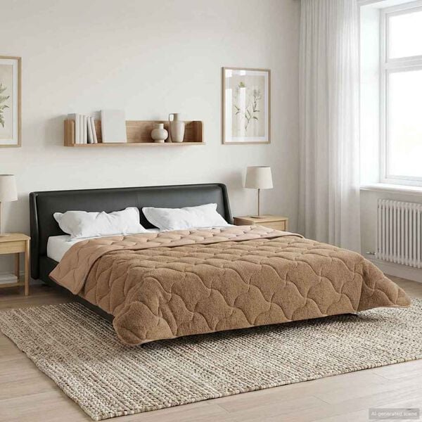 vidaXL Winter Dekbed Taupe 220 x 260 cm Microfiber en Teddy fleece