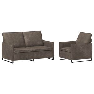vidaXL Bankstel 2 pcs Donkergrijs Faux Su&egrave;de Stof