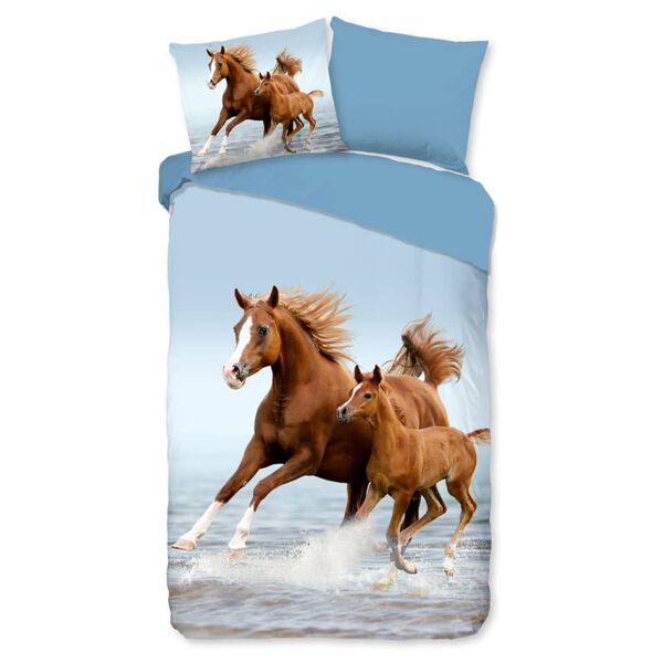 Good Morning Kinderdekbedovertrek FREE 140x200/220 cm bruin en blauw