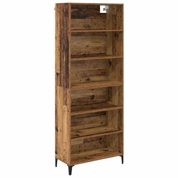 vidaXL Hoge kast Oud Hout 69,5 x 34 x 180 cm Bewerkt hout