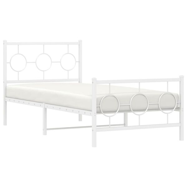 vidaXL Bedframe met hoofd- en voeteneinde metaal wit 90x190 cm