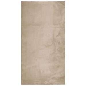 vidaXL Vloerkleed HUARTE laagpolig zacht wasbaar 60x110 cm zandkleurig