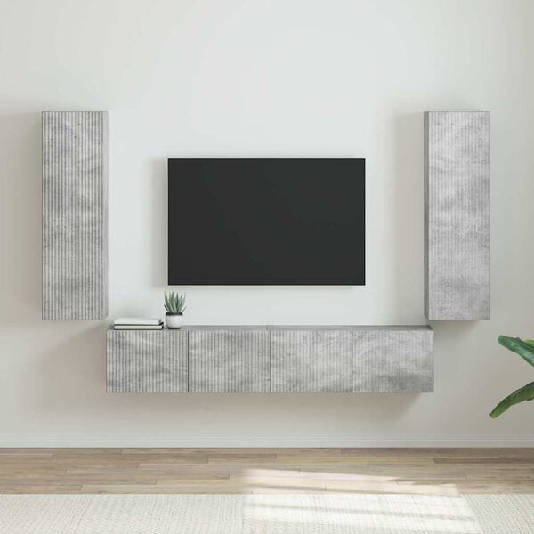 vidaXL TV Wandkast 2 pcs Beton 30 x 31 x 100 cm Bewerkt hout