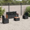 vidaXL 6-delige Loungeset met kussens poly rattan zwart