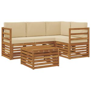 vidaXL Buiten bankenset met kussen 5 pcs Natuurlijk en Beige