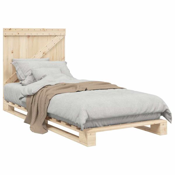 vidaXL Bedframe met hoofdbord massief grenenhout 90x200 cm