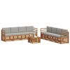 vidaXL Sofa-Sets 9 pcs Natuurlijk en Lichtgrijs Massief Acaciahout