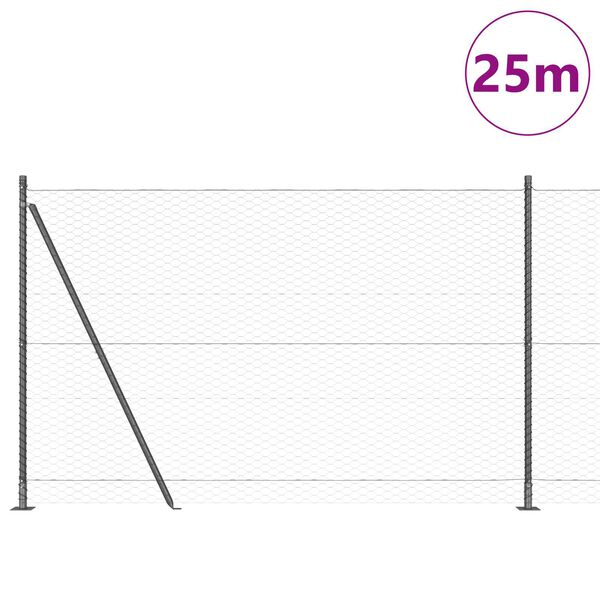 vidaXL Afrasteringspaal Grijs 25 x 1,4 m (36 mm gaas) Staal en PVC