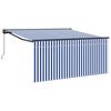 vidaXL Handmatige Zonnescherm 3 x 2,5 m Blauw en Witte Streep