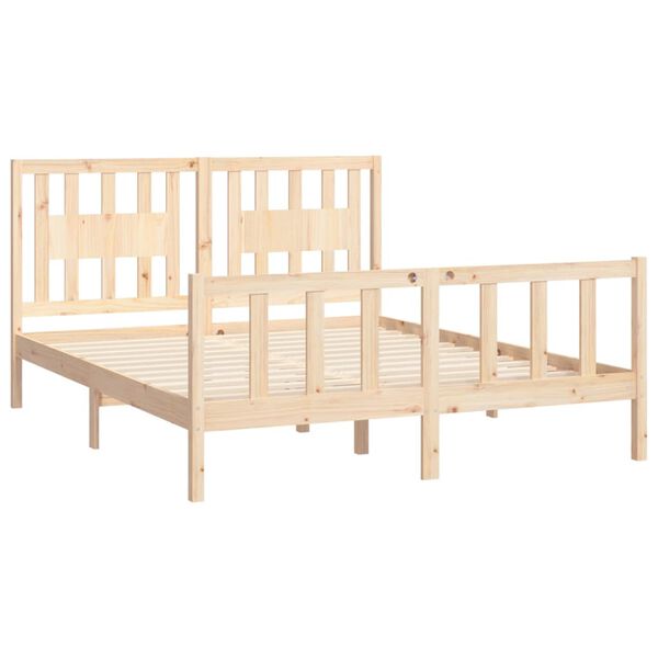 vidaXL Bedframe met hoofdbord massief grenenhout 160x200 cm
