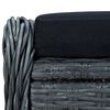 vidaXL 3-delige Loungeset met kussens poly rattan donkergrijs